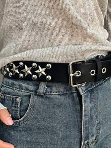 1PC Hot Girl Fashion Personalized Belt Pentagram Rivet New Versatile Jeans Ins Punk Star Belt Men And Women Metal Accessories