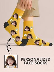 1 Pair Custom Face Socks, Custom Photo Sock, Custom Printed Socks, Personalized Funny Face Socks, Custom Picture Socks, Put Any Face On The Socks, Anniversary Gift, Valentine Gift, Birthday Gift, Wedding Gift, Mother's Day Gift, Father's Day Gift