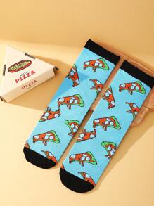 1 paire de chaussettes de haute qualité design pizza, unisexes, confortables et mignonnes, convenant pour l'été, toutes les saisons, la fête des mères, la fête des pères, Pâques, la rentrée scolaire, pour améliorer l'atmosphère de la maison. Chaussettes amusantes et mode, imaginatives et colorées, convenant comme cadeau de vacances, pour le casual, l'académique, les , le style rétro urbain, le minimaliste, les vacances, la salle de sport, les réunions de famille, les voyages, les vacances en plein air, le bureau le weekend, les cadeaux, les sports, douces et confortables