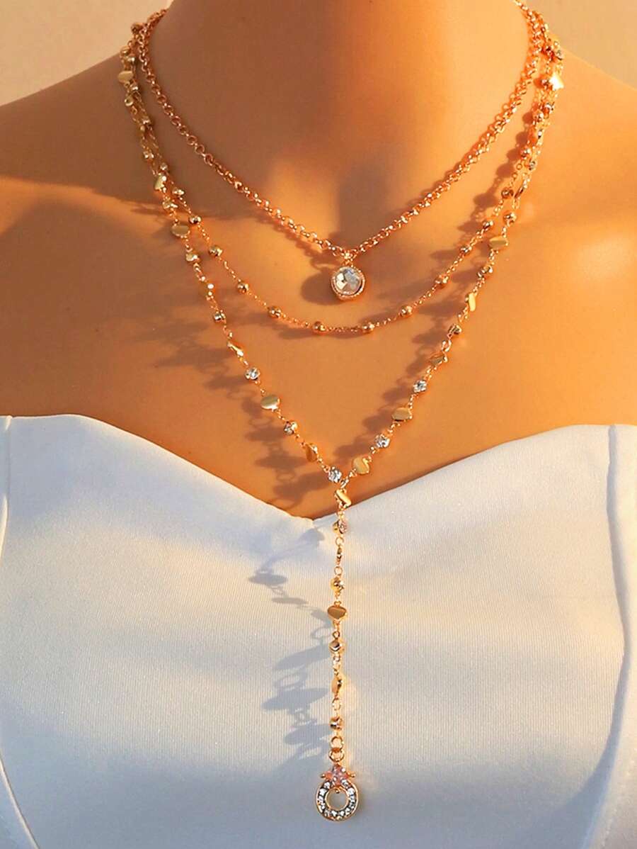 Vogue Whisper 1 pieza Collar en forma de Y multicapa dorado de estilo minimalista y elegante para mujer, adecuado como regalo de cumpleaños y para uso diario
