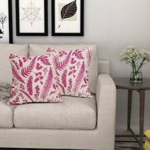 1pc Imitation Linen Pillowcase  Leaf Plant Pillow Covers 18X18 Inch  Green Tropical Fern Herbs Botanical Leaves Floral Decorative Pillow Cases Vintage Cushion Case Farmhouse Home Decor For Couch Sofa Porch Outdoor