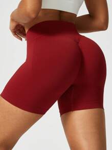 NcmRyu 3pcs Women High Waist Solid Color Seamless Elastic Outdoor Sports Shorts, Spring/Summer - 彩色 - 查看 6