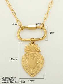 1pc Luxury Gold Stainless Steel Heart Pendant Necklace, Elegant Design Suitable For Daily Wear, Gift For Mother's Day
