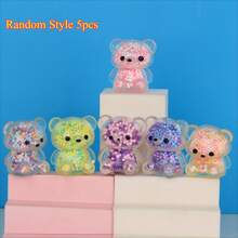 5/10pcs Mini Compressed Bear Toys, Fidget Toys, Colorful Easter Bear Stress Balls, Easter Basket Decor, Suitable For Easter Party Gifts