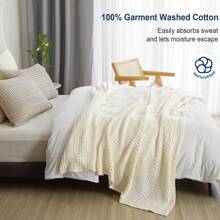 100% Cotton Waffle Weave Blanket King Size, Lightweight Washed Cotton Blanket For Spring & Summer - 108"X90" Soft Woven And Breathable Blanket For Bed Sofa Home Decor - Ivory