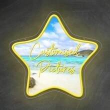 1PC Customizable Personalized Star Shaped UV Printed Neon Lights, Photo LED Logos, USB Powered Adjustable Brightness Hanging Neon Lights, Suitable For Bedrooms, Bars, Restaurants, Art Galleries, Game Rooms, Dressing Rooms, Party Decorations, And Perfect Birthday And Holiday Gifts For Friends, Family, Sons, And Daughters.