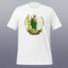 Playera de Apóstol Tadeo " Judas Tadeo 3 ".  Playera Blanca Sublimada. Manga Corta. Cuello Redondo. - Blanco - Ver 1