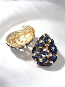 2pcs Fashion Colorful Crystal Clip On Earrings For Women Big Exaggerated Statement Non Pierced Luxury Wedding Banquet Jewelry Gift - Clip - View 5