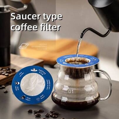 50 piezas/10 piezas Filtros de papel para café con forma de platillo volante, filtros de papel para colgar en la oreja, filtros de papel para café lavados a mano, filtros de papel para polvo de café, bolsas desechables para café para colgar en la oreja, adecuados para tazas y bocas de café de varios tamaños, se pueden dispensar café para un transporte conveniente en el trabajo, el estudio y la vida diaria, de vuelta a la escuela, útiles escolares