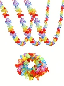 Set de 3 coronas hawaianas - Cinta de flores colorida para fiestas, accesorios para fotos y decoración del hogar | Diseño de flores de colores múltiples perfecto para celebraciones y ocasiones festivas, decoración de fiesta hawaiana, corona de flores hawaiana de elegante color arcoíris, suministros para fiesta hawaiana luau, banner de guirnaldas hawaianas, coronas de seda de Hawai para bodas, decoraciones de cumpleaños en la playa, decoraciones de bodas - Multicolor - Ver 8