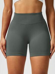 NcmRyu 3pcs Women High Waist Solid Color Seamless Elastic Outdoor Sports Shorts, Spring/Summer - 彩色 - 查看 5