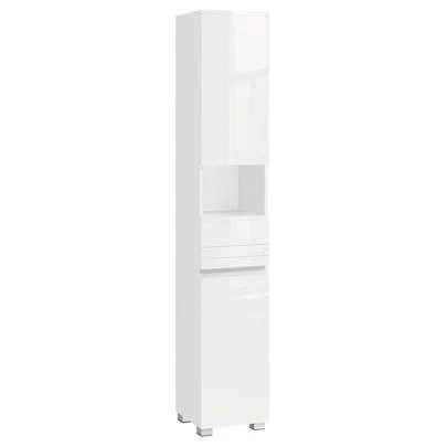  VASAGLE  - Mueble de baño Alto, gabinete de Almacenamiento Delgado con cajón, estantes Ajustables, Compartimento Abierto, para Espacios pequeños, Color Blanco