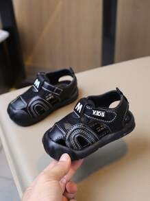 全新夏季儿童/幼儿/婴儿时尚包头平底沙滩凉鞋 - 黑色 - 查看 2
