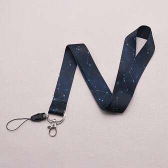 教师挂绳，用于身份证徽章夹，可爱星夜颈带挂绳，用于钥匙、钥匙扣、信用卡、通行证、手机挂饰配件，配有金属钥匙圈，是送给教师、学生、工作人员的绝佳礼物
