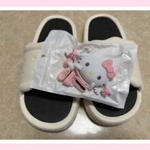 Sanrio Women's Slippers For Indoor Home Use, Anti-Slip Bathroom Shower Sandals. Anti-Slip And Anti-Odor Slippers For Summer Outdoor Wear. Fashionable Cat Design Suitable For All Seasons, Waterproof, Anti-Slip, Deodorizing, Quick Dry, For Indoor And Outdoor Use