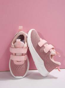 1 双儿童百搭轻便防滑休闲运动鞋，幼儿舒适透气跑步运动鞋，带双钩环 - 粉色 - 查看 6