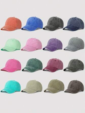 1pc Washed Flat Brim Baseball Cap, Adjustable Outdoor Sun Protection Casual Hat Suitable For Travel, Beach, Vacation, Y2K Style For Youth