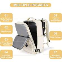 Coofay Travel Backpack For Women Men Airline Approved Carry On Backpack Flight Approved Waterproof Sports Luggage Backpack Casual Daypack Small Hiking Backpack - 米色 - 查看 3
