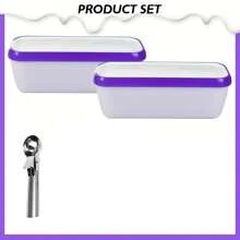 1pc/2pcs, Rectangular Ice Cream Box, Ice Cream Scoop, Frozen Container, Ice Cream Storage Container With Lid, Stackable Design, Double-Layer Insulation, Heat Preservation, Can Be Washed In The Dishwasher - Multicolor - View 4