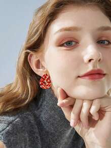 2pcs Fashion Colorful Crystal Clip On Earrings For Women Big Exaggerated Statement Non Pierced Luxury Wedding Banquet Jewelry Gift - Clip - View 2