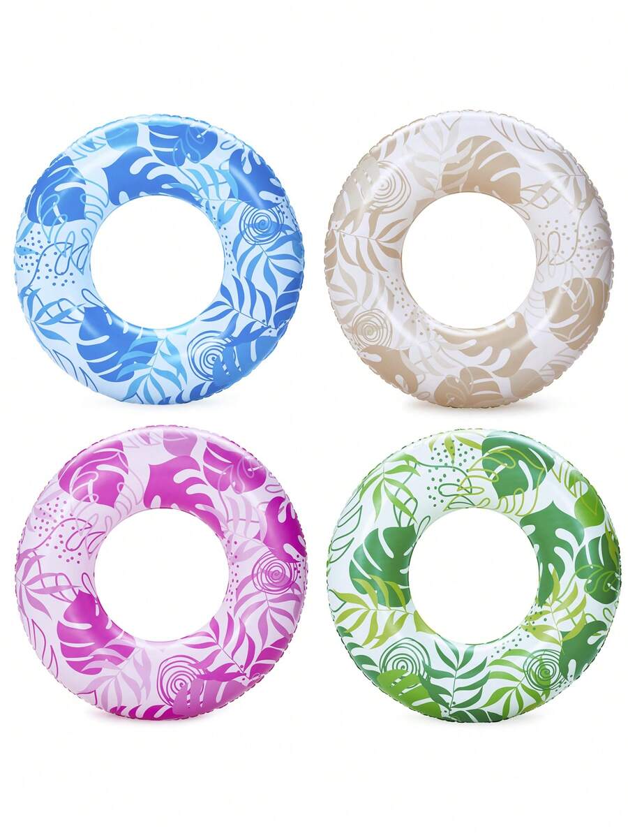 Joyfy 4 Packs Inflatable Pool Floats Tube Rings, Tropical Leaf Floating ...