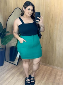 KIT 3 Cropped Feminino Plus Size Suplex Alça Larga Look Plus Saze G1 G2 Básico Coloridos Blogueira