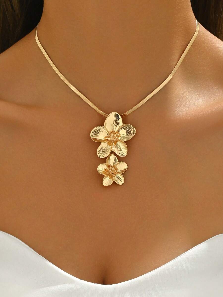 1 chiếc vòng cổ hoa vàng thanh lịch, thiết kế đa năng, trang sức sang trọng ngọt ngào dành cho phụ nữ, thích hợp để đeo hàng ngày, đi nghỉ ở bãi biển, tiệc tùng, quà tặng cho bạn bè - Vàng - Xem 1