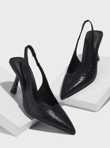 Escarpins à bout pointu et imprimé serpent pour femmes, chaussures à bride arrière, talons aiguilles sexy pour soirée, tenue casual et professionnelle, printemps