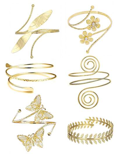 6pcs/Set Metal Minimalist Summer Vacation Style Adjustable Bracelet Set