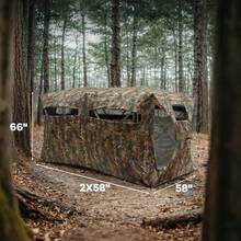 Hunting Blind - Portable Pop Up Ground Blind For 3-4 People With 270° See-Through Windows & Quiet Magnetic Door, Lightweight Design For Outdoor Hunting - Camouflage - View 2