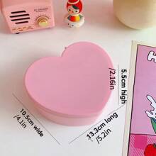 1 件女性粉色心形双层高品质珠宝盒，带镜子，化妆品收纳，非常适合送礼或个人使用