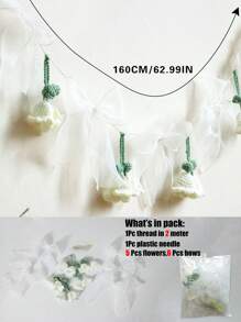 1 pieza Sencillo y cálido Patrones florales blancos, Guirnaldas de flores tejidas a mano creativas, Colgantes de decoración interior, Cabecera de sala de estar/dormitorio, Lateral de ventana, Fondos de foto, Estilo nórdico e Ins Estilo forestal, Atmósfera romántica y cálida, Creando un objeto divino