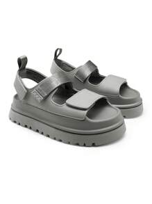 Women Platform Wedges Sandals Chunky Open Toe Comfortable Walking Casual Fashion Flat Sandals With Adjustable Hook Loop Straps Outdoor Shoes - 灰色 - 查看 1