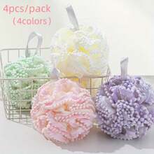 4pcs Lace Extra Exfoliating Home Spa Shower Loofahs, Sponge Brushes, Bath Spa Scrubber For Face & Body, Gently Foaming