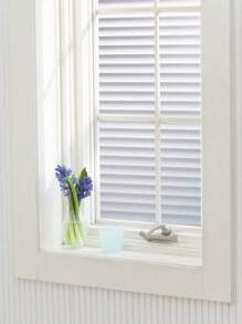 1 Roll Frosted Striped Window Film: Reusable Static Cling Privacy Film, UV Blocking & Decorative Vinyl For Bathroom, Office & Home Decor, Easy Install Non-Adhesive Window Covering - Multicolor - View 10
