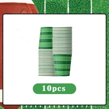 Paquete de 10 vasos desechables de papel con tema de rugby para fiestas, adecuados para fiesta de cumpleaños, baby shower, reunión familiar, reunión de clase, picnic al aire libre
