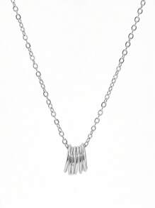 1pc Minimalist Dual Color (Gold And Silver) Circular Pendant Necklace