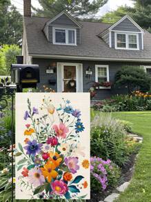 Outdoor Colorful Flower Garden Flag, Spring And Summer Garden Flag, Bright Flower Printing, Outdoor Lawn And Courtyard Flag Decoration, Excluding Flagpoles, 12*18inch Birthday Decorations Wedding Decor Party Decor Banner Gifts Graduation