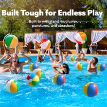 Joyfy Rainbow Beach Balls(12 Pack), 12'' Inflatable Swimming Pool Toys For Summer Water Games Kids Birthday Party Supplies Combo Set Include Inflatable Beach Balls - 彩色 - 查看 7