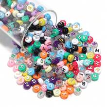 100 stuks/pak acryl platte ronde letterkralen, 10 mm, voor het maken van doe-het-zelf armbanden en kettingen