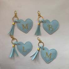 Personalized Keychain With Initial - Turquoise - View 1