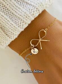 Pulsera personalizada "Atar el nudo", regalo para dama de honor, joyería de lazos, regalo para niña de las flores, regalo de boda, regalo para dama de honor, regalo para el equipo nupcial