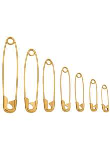100pcs Assorted Size & Shape Gold-Color Nickel-Plated Steel Pins, Rust-Resistant Large Pins, Suitable For Clothing, DIY & Crafts - Gold - View 3