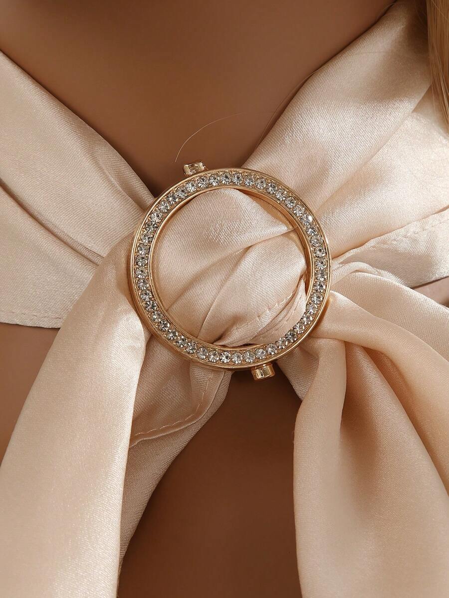 1 件腰带胸针服装项目打结下摆 T 恤圆形结扣胸针服装配饰 - 金黃色 - 查看 1