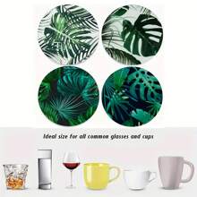 1 bộ/4/6 miếng lót ly lá cọ nhiệt đới màu xanh lá cây, tấm cách nhiệt, tấm lót có thể giặt được, tấm lót bàn chống bỏng chống trượt, miếng lót ly ô tô, hoàn hảo cho gia đình, quán cà phê, văn phòng, nhà bếp, giờ uống trà, đồ trang trí tiệc theo chủ đề, quà tặng tinh tế - Nhiều màu - Xem 6
