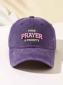 1 pieza Gorra de béisbol con parte superior suave y ajustable con la palabra "ORACIÓN" para mujer, sombrero de moda para exteriores, protección solar transpirable, adecuado para deportes al aire libre, camping, viajes y regalos de vacaciones