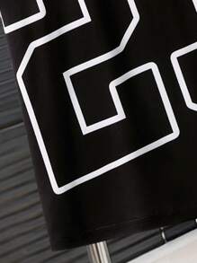 Tween Boy 休闲日常芝加哥 23 图案圆领短袖 T 恤，春/夏 - 黑色 - 查看 5