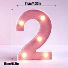16cm/21cm 創意粉色發光 LED 跑馬燈字母與數字夜燈，電池供電 LED 字母燈，適用居家裝飾、臥室桌面裝飾、婚禮求婚生日派對裝飾字母燈，1 18 16 歲生日派對裝飾數字燈 - 粉色 - 查看 30