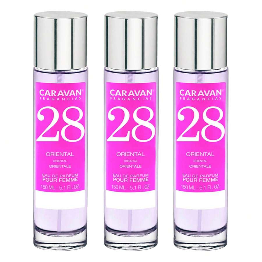 Caravan Set mit 3 Flaschen à 150 ml Damenparfüm Nr. 1 mit sanftem orientalischem Duft, Damen Nr. 2 holzig orientalisch, Damen Nr. 8 zart blumig, Herren Nr. 16 holzig orientalisch, Herren Nr. 17 holzig orientalisch, Herren Nr. 18 frisch, Herren Nr. 20 Moos, Damen Nr. 23 fruchtig, Damen Nr. 24 fruchtig, Damen Nr. 26 holzig orientalisch, Damen Nr. 28 sanft orientalisch, Damen Nr. 31 sanft orientalisch, Damen Nr. 36 blumig orientalisch, Damen Nr. 42 blumig, Damen Nr. 44 fruchtig, Damen Nr. 45 orientalisch, Frau Nr. 50 blumig, Mann Nr. 57 aromatisch, Mann Nr. 58 blumig orientalisch, Frau Nr. 80 holzig-blumig, Frau Nr. 81 orientalisch, Frau Nr. 82 fruchtig-blumig, Frau Nr. 85 fruchtig orientalisch, Frau Nr. 86 orientalisch Kostenloser Versand - Verschiedenfarbig - Übersicht 1
