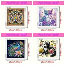 5D 钻石画动物设计 DIY 套件采用不对称钻石马赛克水晶艺术，无框墙面装饰，适合家居装饰和礼物 - 彩色 - 查看 2